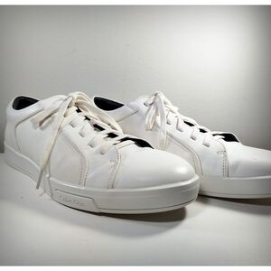 Calvin Klein Bowver White Leather Men’s Size 9.5 Minimalist, Clean Sneakers